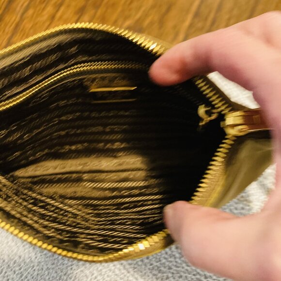 ✨Prada Cosmetic Bag Olive Gold Unique hard to find color✨ Pristine✨ - Picture 5 of 16